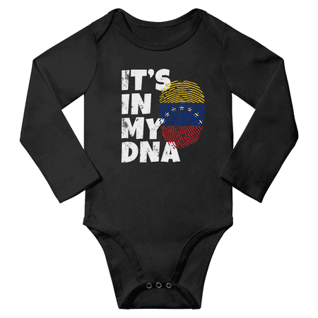 

It s In My Venezuelan DNA Baby Long Sleeve Bodysuit Outfits (Black 6 Months)