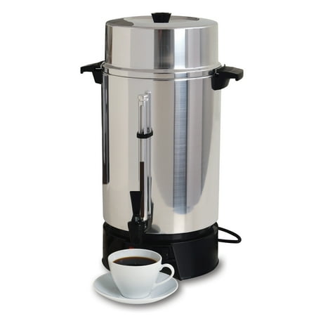 

West Bend 33600 Highly Polished Aluminum Commercial Coffee Urn Features Automatic Temperature Control Large Capacity with Quick Brewing Smooth Prep and Easy Clean Up NSF Certified 100-Cup Silver