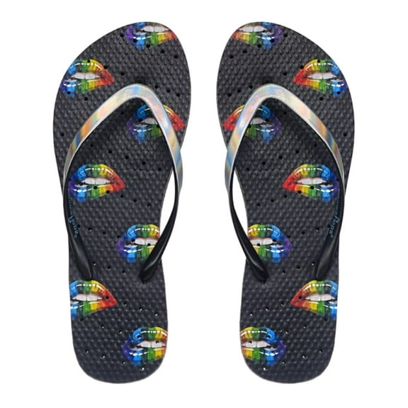 SHOWAFLOPS Girls Rainbow Lips, Hologram Strap, Color: Black/Hologram, Size: 13/1 (8002-13/1)