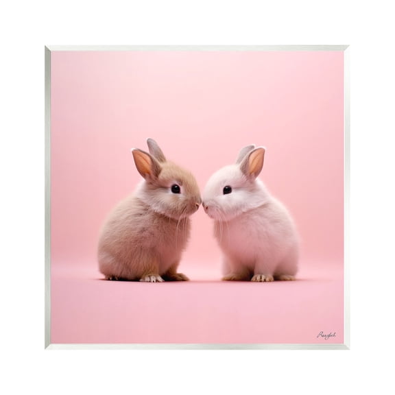 Stupell Industries Baby Bunnies on Pink Animals & Insects Painting Unframed Art Print Wall Art, 12 x 12