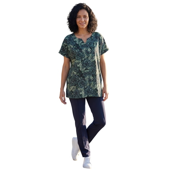 Woman Within Plus Size 7-Day Notch-Neck Tunic