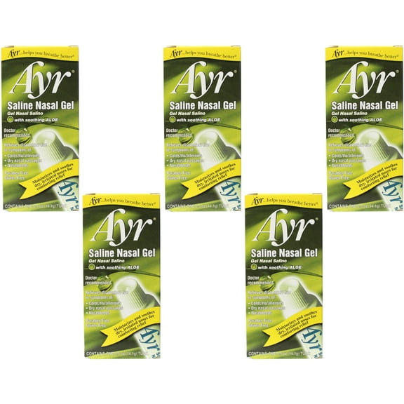 5 Pack - Ayr Saline Nasal Gel with Soothing Aloe 0.50 oz Each