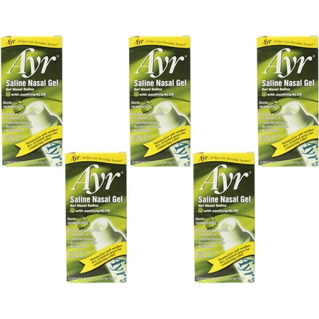 5 Pack - Ayr Saline Nasal Gel with Soothing Aloe 0.50 oz Each