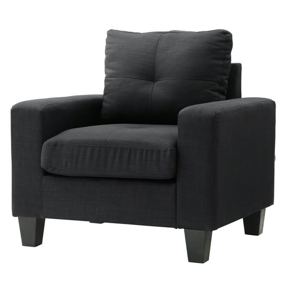 Glory Furniture Newbury Twill Fabric Club Chair in Black