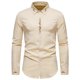 thumbnail image 2 of Camisa de solapa bordada de manga larga con cierre de botón de moda sólida informal para hombre Pompotops oipoqjl50419, 2 of 9