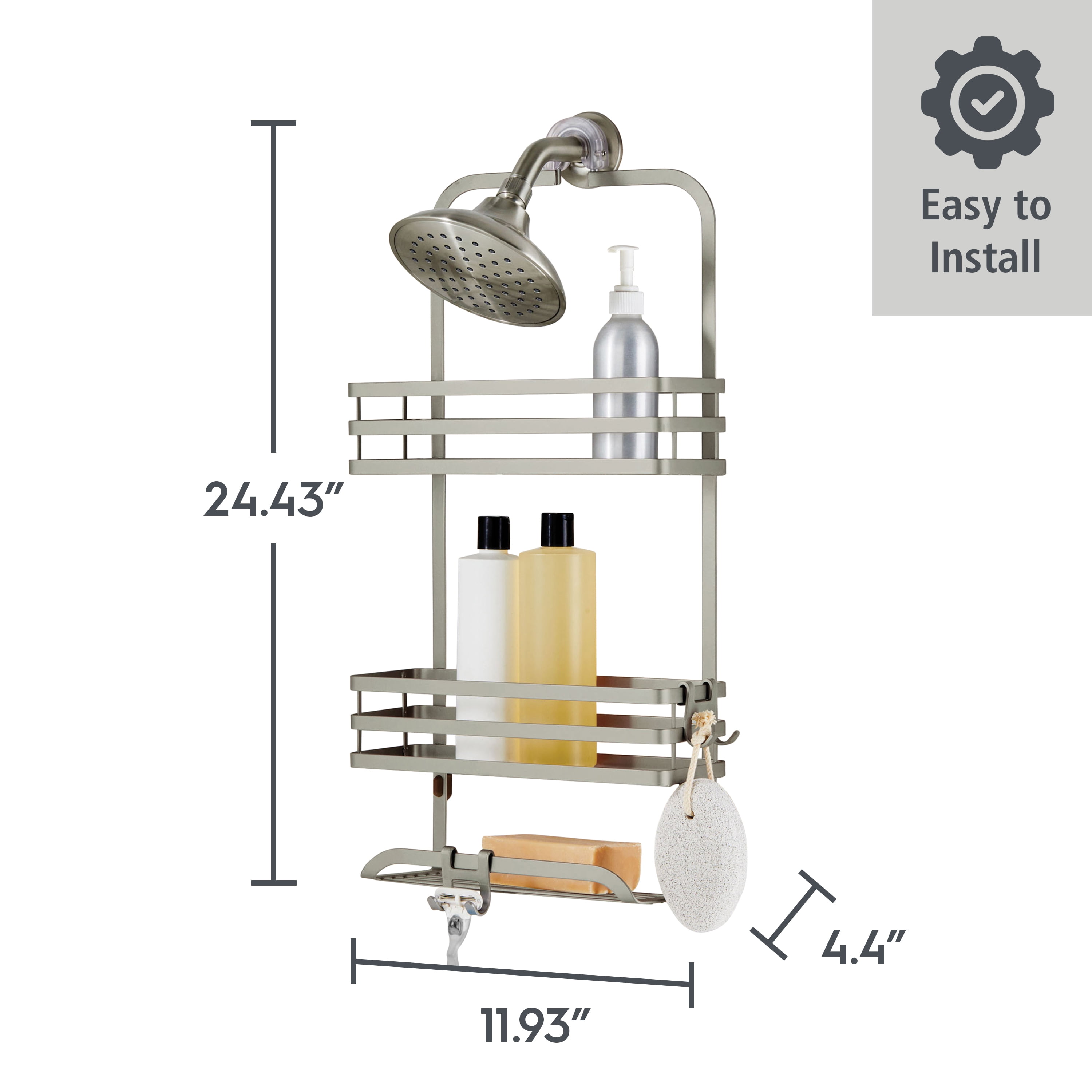 Better Homes & Gardens Nickel Shower Caddy with Flat Wire and 3 Shelves