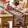 thumbnail image 2 of Christmas Table Runner Farm Truck Snowflake Holly Tree Table Runners Wood Grain Plaid Cotton Linen Dresser Scarf Kitchen Dining Table Decor for Christmas Holiday Party Decor 13x36 Inch, 2 of 9