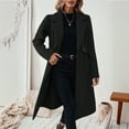 thumbnail image 5 of Women's Long Wool Blend Trench Coat,Classic Notch Lapel Double Breasted Overcoat,Slim Fit Mid-Length Fall Winter Coat for Women,Elegant Formal Outerwear with Pockets,Warm Dressy Longline Coat Black L, 5 of 8