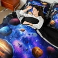 thumbnail image 4 of jejeloiu Universe Planet 7pcs Bedding Comforter Set,Galaxy Starry Sky Queen Bedding Sets For Boys Teens Reversible, 4 of 8