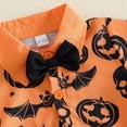 thumbnail image 5 of RMGVDSD Baby Boy Halloween Outfit Pumpkin Print Short Sleeve Button Down Shirt Romper Suspender Shorts Clothing Set Trendy Boys Clothes, 5 of 7