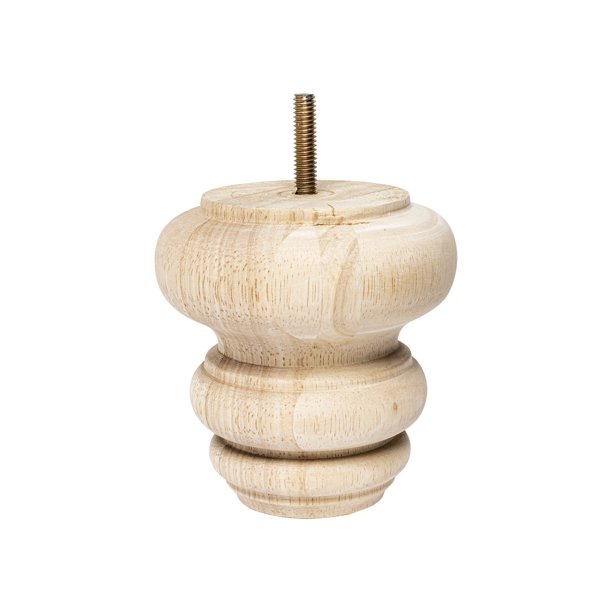 4in H x 4in Dia Unfinished Solid Hardwood Sofa and Chair Bun Foot