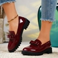 thumbnail image 5 of LOVZFMLL Women's Shoes Trendy Classic Patent Leather Comfort Casual Closed Round Toe Slip On Bow-Knot Dress Loafers Red 8, 5 of 9