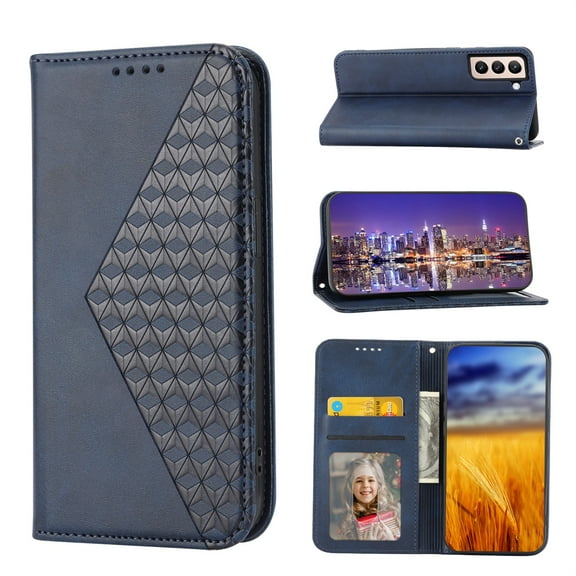SaniMore for Samsung Galaxy S23 Plus PU Leather Case RFID Blocking, Magnetic Closure Flip Wallet Cover with Wrist Strap Card Slot & Multi-Angle Kickstand All-Inclusive Protective Shell, Blue