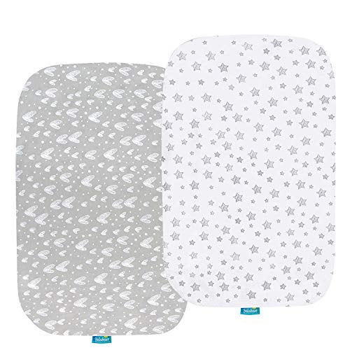 Bassinet Sheets Compatible with Mika Micky Bedside Sleeper & Baby Swaddles 0-3 Months for Boy or Girls 