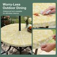 thumbnail image 5 of Round Outdoor Tablecloth with Umbrella Hole and Zipper, Botanical Rose Tablecloth with Elastic Waterproof, Vintage Yellow Floral Leaf Summer Farmhouse Patio Table Covers for 55" - 60" Pool Tables, 5 of 9