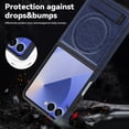 thumbnail image 5 of ELEHOLD Case for Samsung Galaxy Z Flip 7, Shockproof Magnetic Leather Phone Case with Stand, Compatibility with Mag Safe Accessories,Blue, 5 of 6