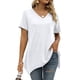 thumbnail image 4 of Gibobby Blusa Casual de Mujer Camiseta suelta informal con cuello en V para mujer, blusa manga corta con estampado(Blanco,G), 4 of 5