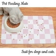 thumbnail image 3 of Ralxion Checkered Dog Feeding Mat, Absorbent Mats for Dog Food and Water Bowl, Dispenser, Feeder, Retro Aesthetic Pastel Pink Checkerboard Pet Placemat for Dogs, Cats, Puppy Accessories., 3 of 6