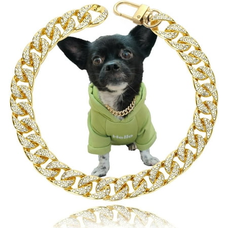 Hgudesign Gold Dog Collar puppy Zircon 14mm Cuban Link Chain Iced out Diamond Exaggerated Full Cz ng Set Pet Jewelry