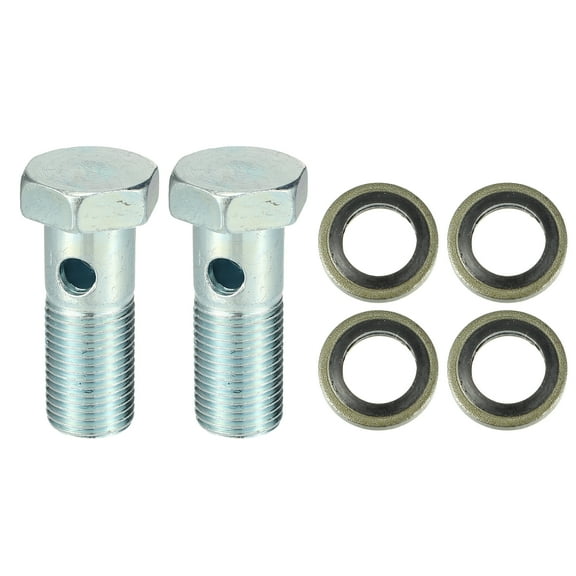2 Set Universal Auto Banjo Bolt Brake Line Fitting Adapter Kit M16 x 1.5 with Washer