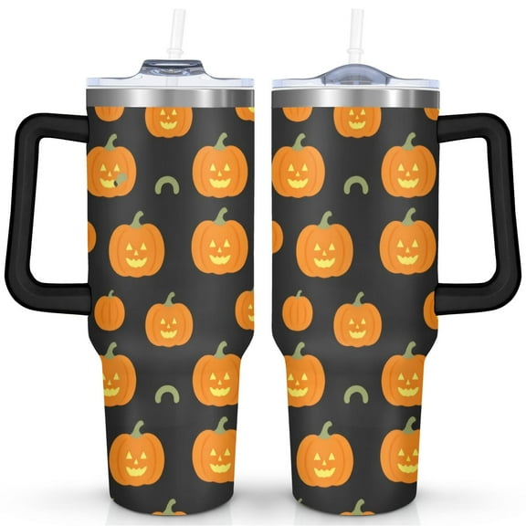 Halloween Pumpkin 40 oz Coffee Tumbler with Handle Insulated Leakproof Coffee Travel Mug Modern Thermal Insulated Coffee Mug for Spring Summer Birthday Christmas