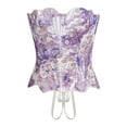 thumbnail image 4 of GEWSEY Women Corset Vintage Floral Printed Graphic Bustier Shapewear Lingerie Elegant Sleeveless Brocade Corset Tops (Purple, S), 4 of 4