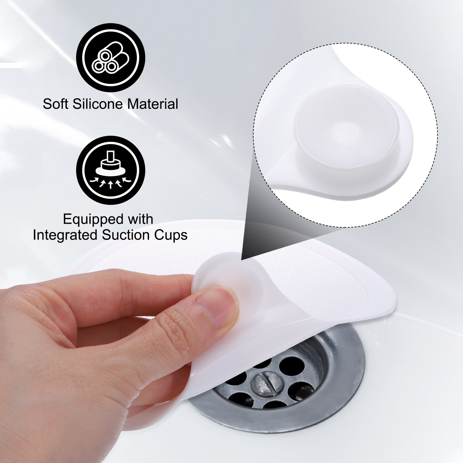 Unique Bargains Silicone Tub Stopper Kitchen Bathtub Drain Cover Plug 5.9" White 1Pcs