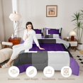 thumbnail image 3 of Manfei Abstract Geometric Twin Comforter Sets, Purple Gray Black WhiteSquare Bedding Set, Black Reversible 2-Piece, 1 Comforter and 1 Pillowcase, 3 of 6