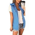 thumbnail image 1 of Capreze Women Denim Vest Solid Color Sleeveless Cropped Jacket Buttons Down Lapel Jean Vest Plus Size, 1 of 9