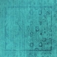 thumbnail image 1 of Ahgly Company Machine Washable Indoor Square Oriental Turquoise Blue Industrial Area Rugs, 7' Square, 1 of 4