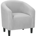 thumbnail image 7 of Yaheetech Corduroy Fabric Accent Barrel Chairs for Living Room, Light Gray, 7 of 7