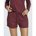 thumbnail image 5 of 2 Pack: Women's Ribbed Knit Long Sleeve Top and Shorts Pullover Lounge Pajama Set (Available In Plus Size), 5 of 6