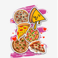 thumbnail image 2 of Love At First Bite Pizza Stickers Women's White Crew Neck Short Sleeve Top-Medium, 2 of 3
