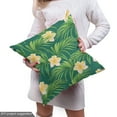 thumbnail image 5 of Tropical Fabric by the Yard, Exotic Plumeria Flower Petals on Palm Leaves Jungle Nature Hipster Graphic, Upholstery Fabric for Dining Chairs Home Decor Accents, Fern Green Mustard by Ambesonne, 5 of 5
