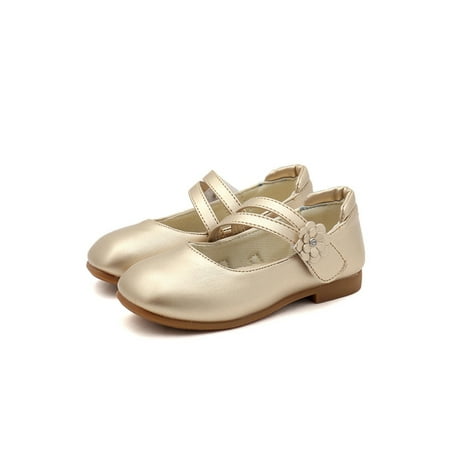 

Woobling Girl Ballet Flats Flower Low Heel Mary Jane Dress Shoes