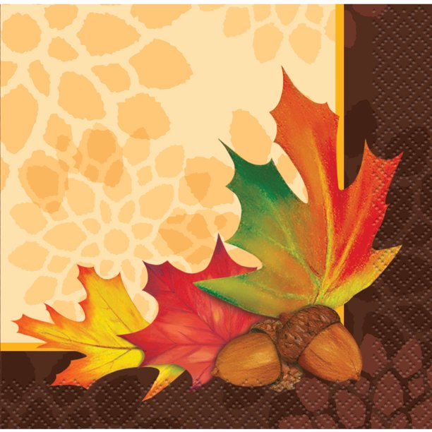 Fall Leaves Paper Beverage Napkins, 5in, 16ct