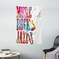 thumbnail image 1 of Musical Tapestry, Music Rock Jazz Lettering with Bass Guitar Saxophone Notes Harmony Illustration, Wall Hanging for Bedroom Living Room Dorm Decor, 40W X 60L Inches, Multicolor, by Ambesonne, 1 of 2