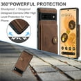 thumbnail image 7 of Back Wallet Case for Google Pixel 7 Pro with Detachable Card Slots Holder Magnetic Closure Cover, Premium PU Leather Slim Kickstand Soft Silicone Shockproof Lens Protective Case,Brown, 7 of 7