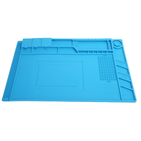 

Henmomu Repair Mat Magnetic Slot Silicone Heat Resistant Solder Station Parts Adsorption Pad Light Blue Silicone Repair Mat Solder Station Mat