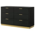 thumbnail image 3 of Caer Dresser, 6 Drawers, Gold Accent Recessed Base, Bar Handles, Black, 3 of 6