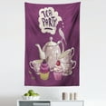thumbnail image 1 of Tea Tapestry, Teatime with Porcelain Retro Antique Design with Cupcakes and a Bird Art, Fabric Wall Hanging Decor for Bedroom Living Room Dorm, 5 Sizes, Purple and Multicolor, by Ambesonne, 1 of 1