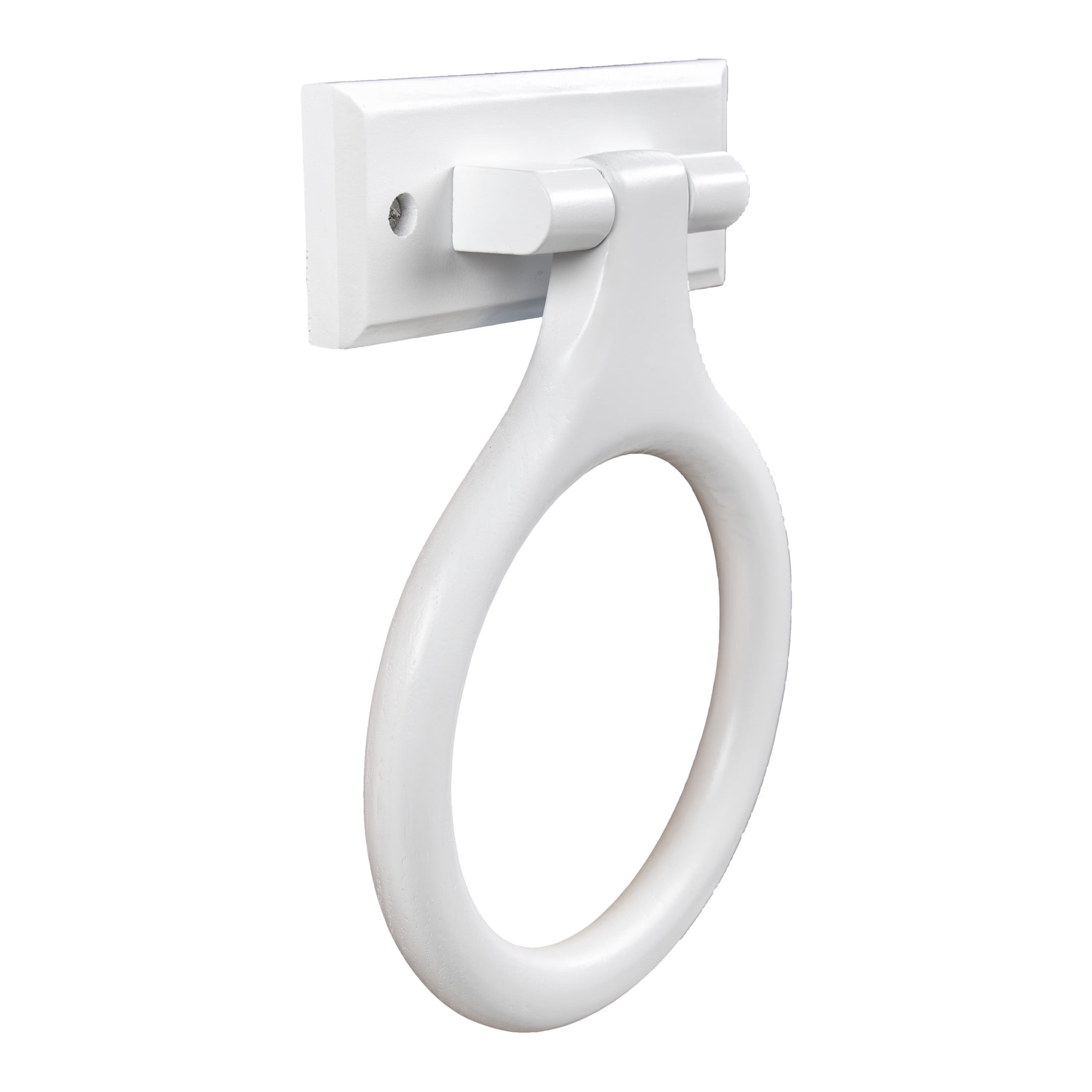 White Wood Dalton Towel Ring, Bathroom and Kitchen Wall Mount