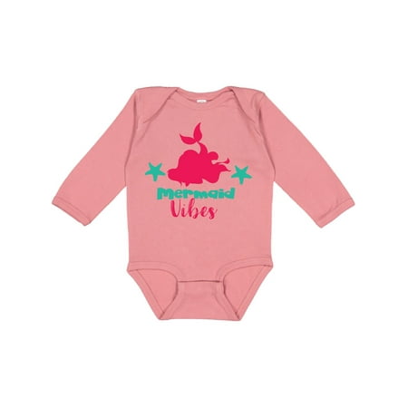 

Inktastic Mermaid Vibes Mermaid Silhouette - Pink Green Gift Baby Girl Long Sleeve Bodysuit
