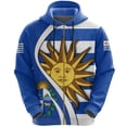 thumbnail image 2 of Sudadera con capucha de gran tamaño con estampado 3D de la bandera del emblema de Uruguay de la calle con cremallera y ropa deportiva diaria de primavera y otoño de 2024, 2 of 5