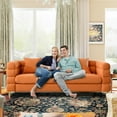 thumbnail image 2 of Atumon 81"L 3-Seat Cloud Sofa Couch, Mid-Century Upholstered Sofa Furniture with 4 Metal Legs and 3 Pillows, Modern Teddy Sofa for Living Room, Bedroom & Apartment, 81"L x 32"W x 28"H, Orange, 2 of 10