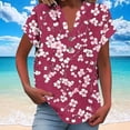 thumbnail image 1 of Mujeres Camisas de Verano Mujeres Casual Impreso Manga Corta Botón Inicio V-Cuello Camiseta Blusas Trendy Floral Suave Algodón Lino Tops, 1 of 5
