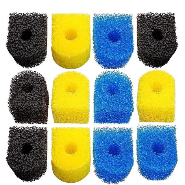 Qzbhct Aquarium Filter Replacement Sponge, Fish Tank Filter Replacement Parts,4 x Coarse Sponge, 4 x Fine Sponge, 4 x Black Sponge