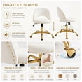 thumbnail image 5 of Ktaxon Office Desk Chair Adjustable Flannel Computer Task Chair Small Rolling Vanity Stool with Wheels for Study Make-up Dressing White, 5 of 9