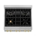thumbnail image 4 of ZLINE 30 in. Autograph Edition Dual Fuel Range in DuraSnow Stainless Steel with Gold Accents (RASZ-SN-30-G), 4 of 5