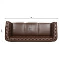thumbnail image 6 of 3 Seater Sofa Couch, 84" PU Rolled Arm Three Seater Sofa Button Tufted Couch with Channel Tufted Seat Back, Upholstered Leather Sofa Chesterfield PU Faux Settee for Living Room, Dark Brown, 6 of 7